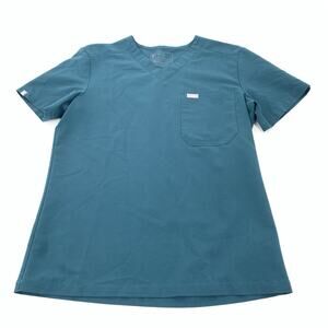 Figs Short Sleeve Scrub Top Shirt Size Small Womens Teal Blue Medical Dental S
